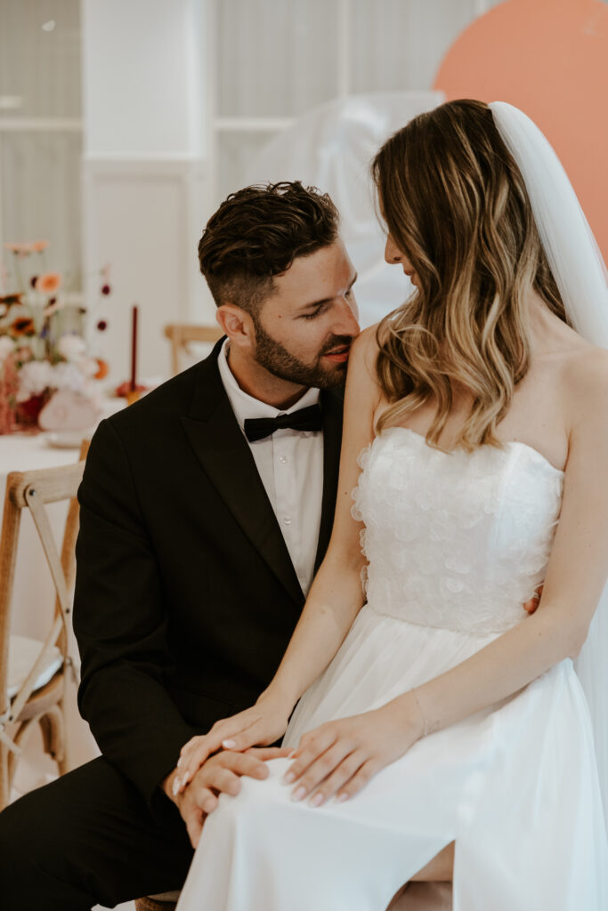 Brautoutfit mit Schlitz